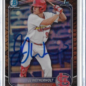 JJ Wetherholt Autographed 2025 Bowman Chrome Prospects REPTILIAN REFRACTOR BCP22 Rookie Card