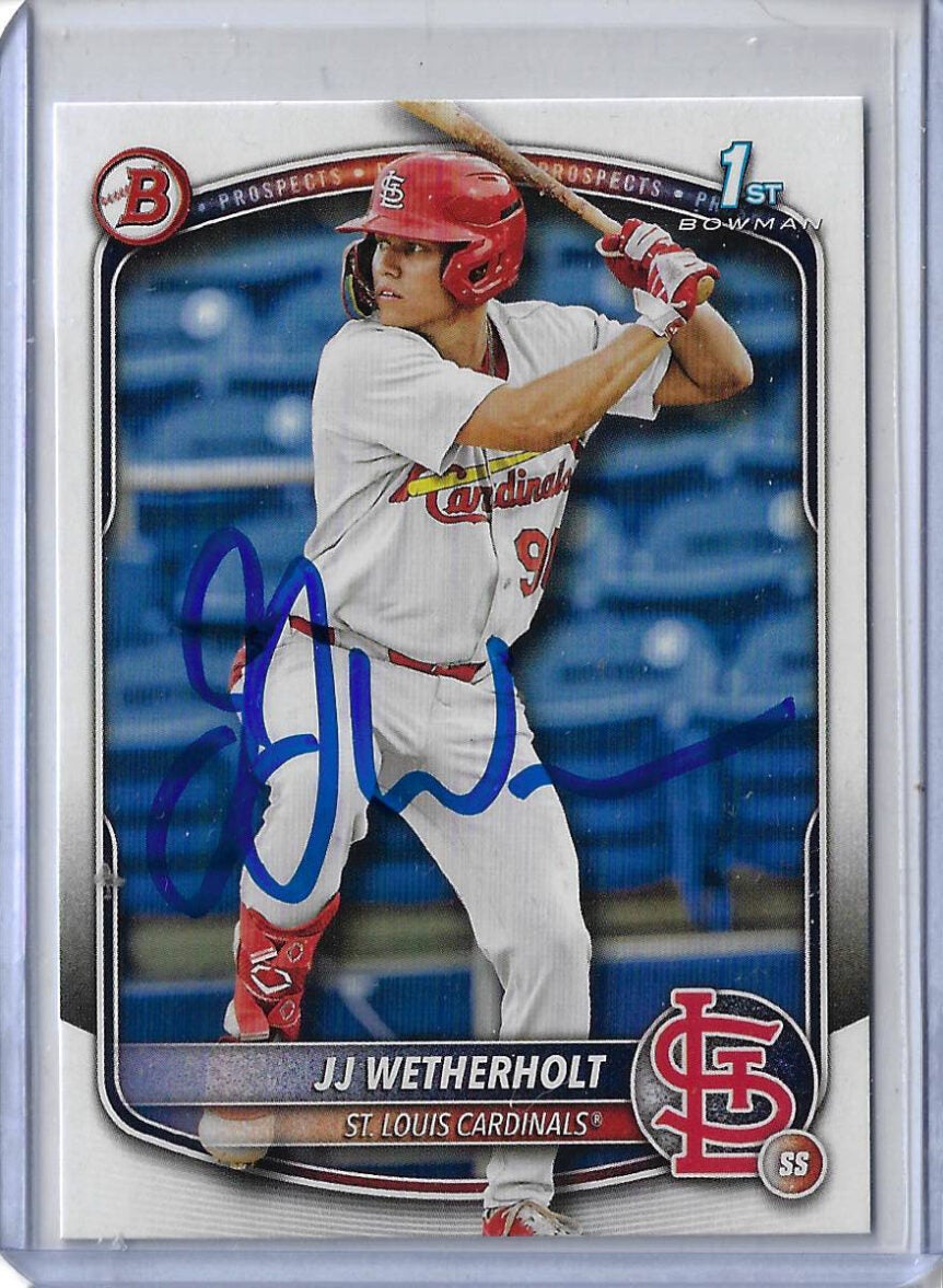 JJ Wetherholt Autographed 2025 Bowman Prospects BP22 Rookie Card