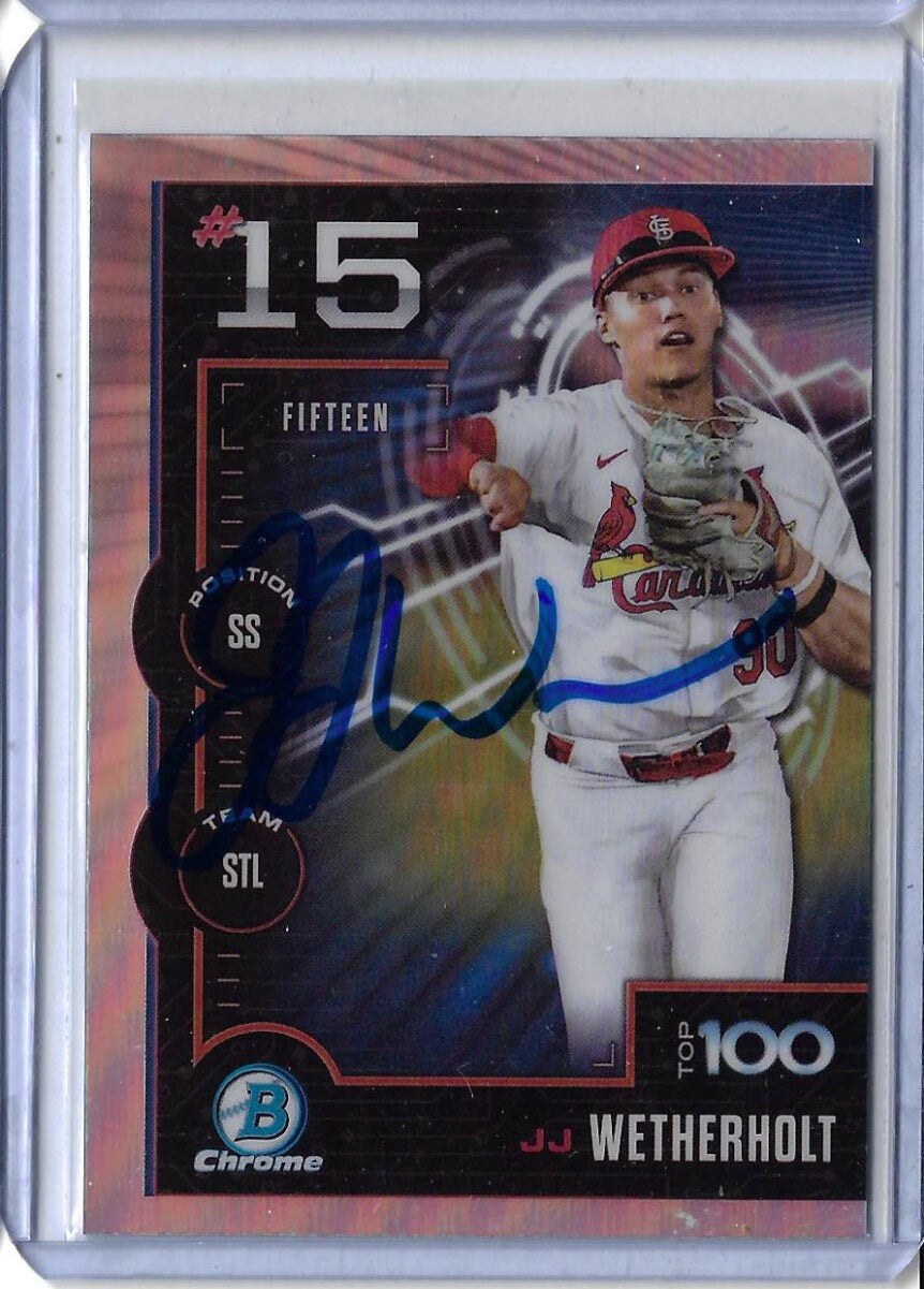 JJ Wetherholt Autographed 2025 Bowman Scouts Top 100 BTP15 Rookie Card