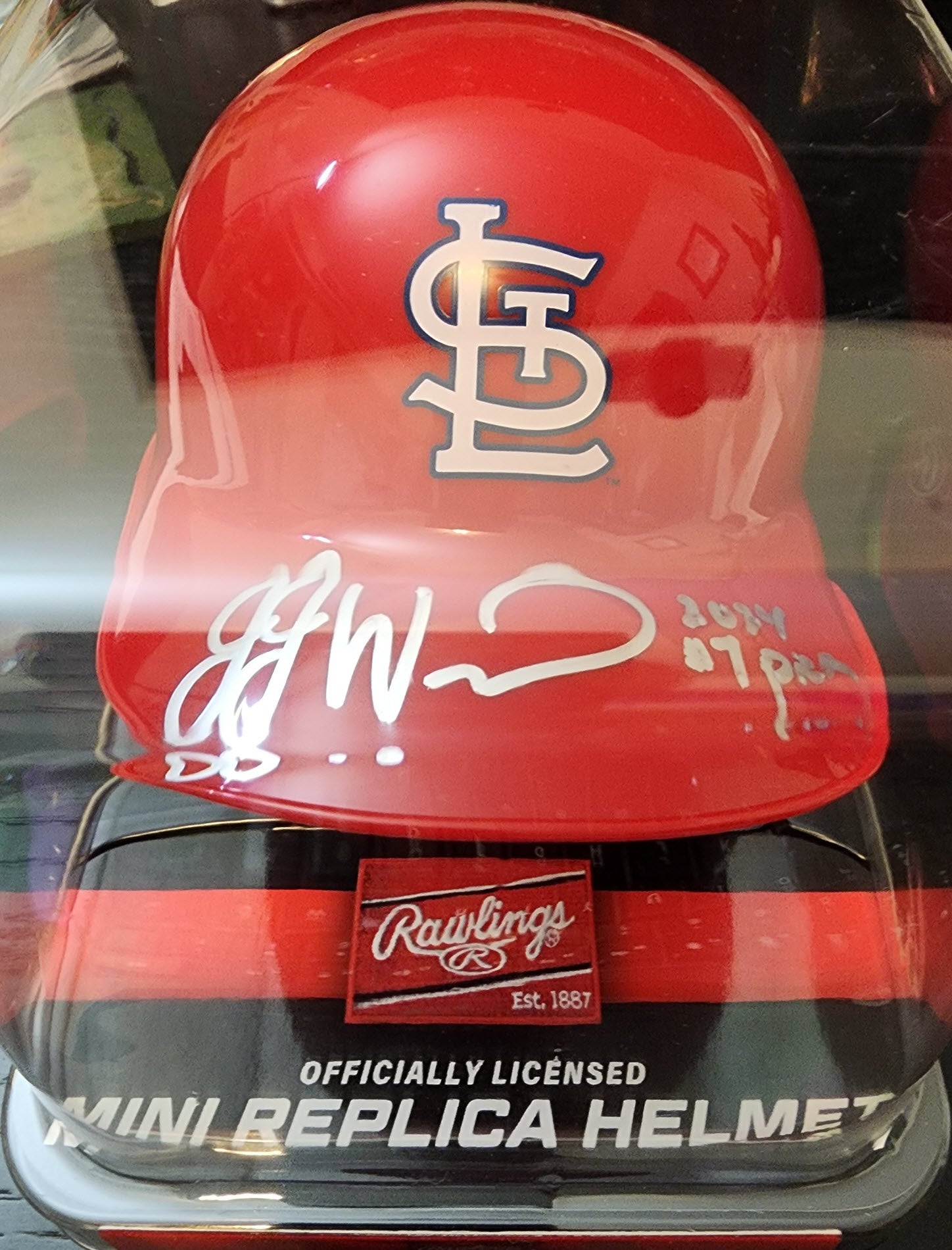 JJ Wetherholt Autographed St Louis Cardinals Mini Batting Helmet v1