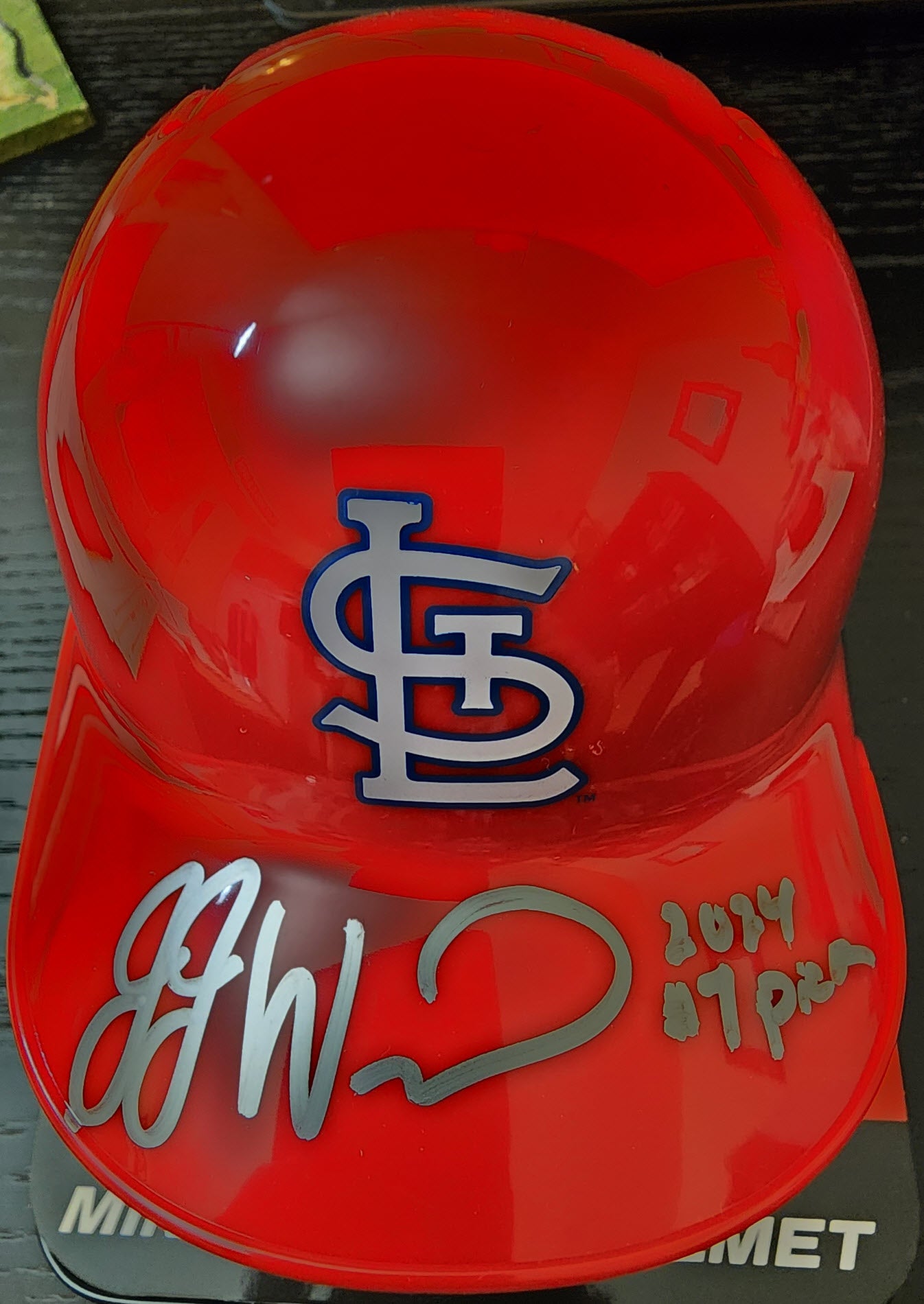 JJ Wetherholt Autographed St Louis Cardinals Mini Batting Helmet v2