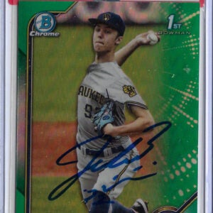 Jacob Misiorowski Autographed 2022 1st Bowman Chrome Green Refractor RC Rookie Card