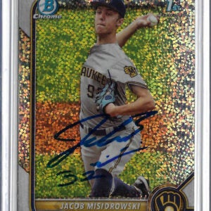 Jacob Misiorowski Autographed 2022 1st Bowman Chrome Mini Diamond Refractor RC Rookie Card