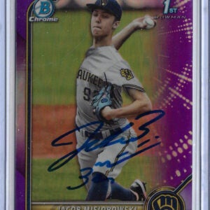 Jacob Misiorowski Autographed 2022 1st Bowman Chrome Purple Refractor RC Rookie Card