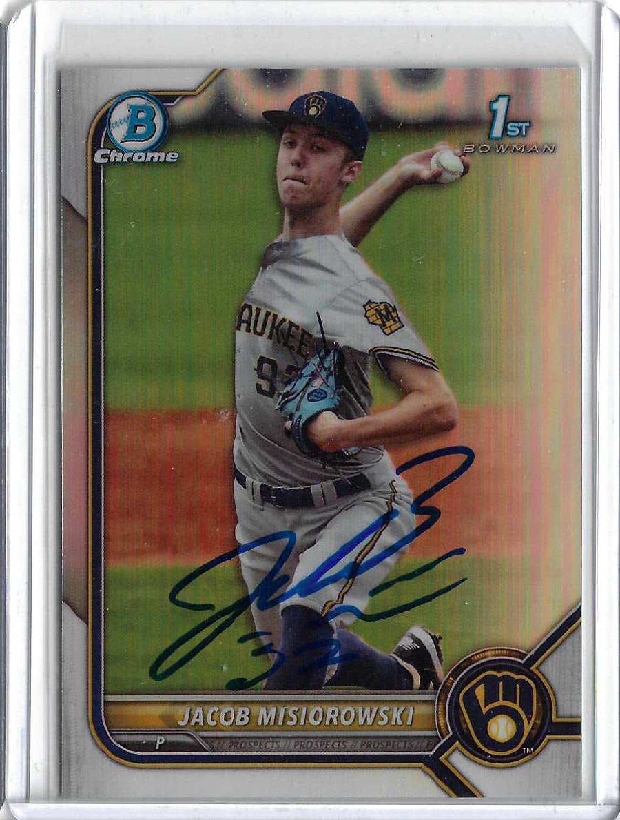 Jacob Misiorowski Autographed 2022 1st Bowman Chrome Refractor RC Rookie Card