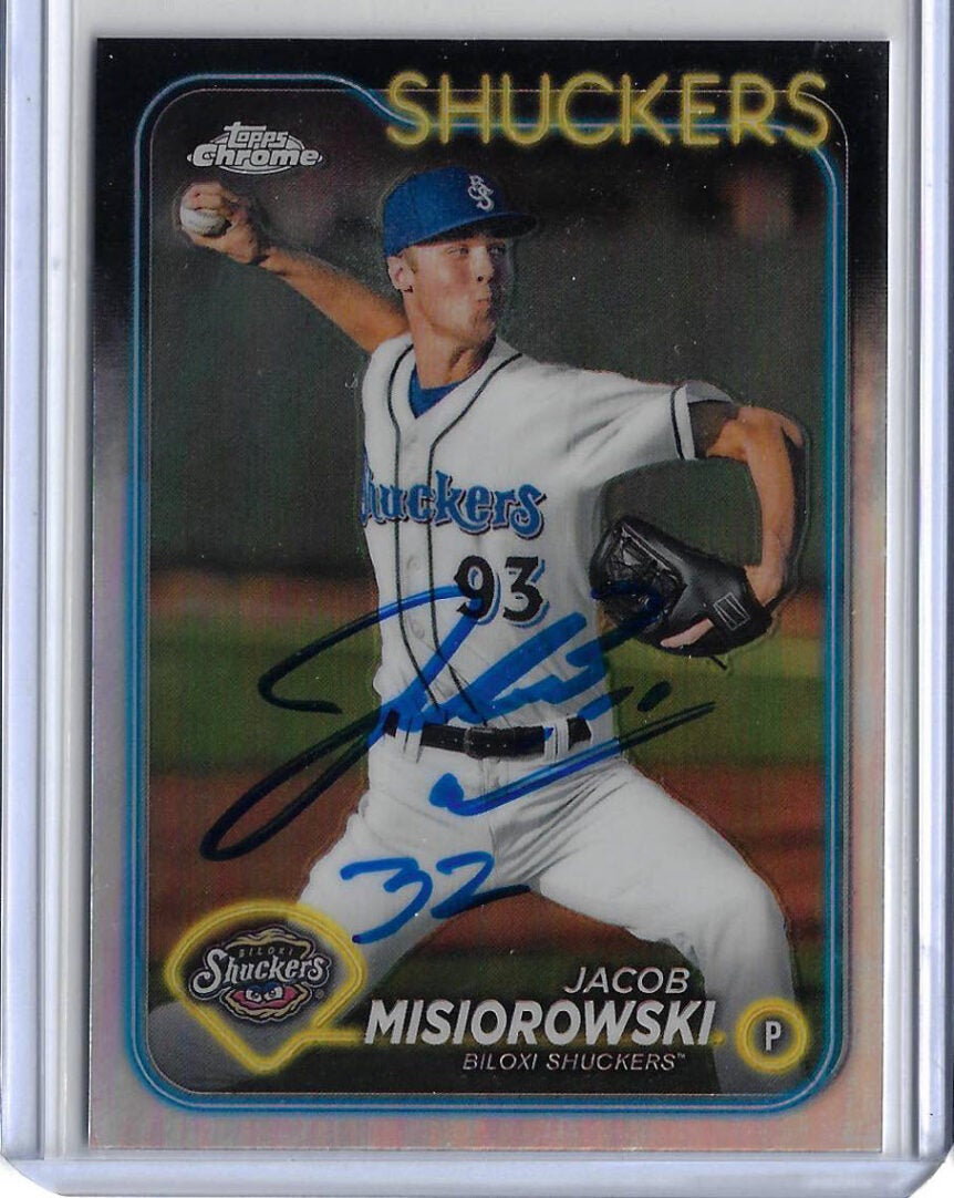 Jacob Misiorowski Autographed 2024 Topps Pro Debut Chrome REFRACTOR PDC171 RC Rookie Card