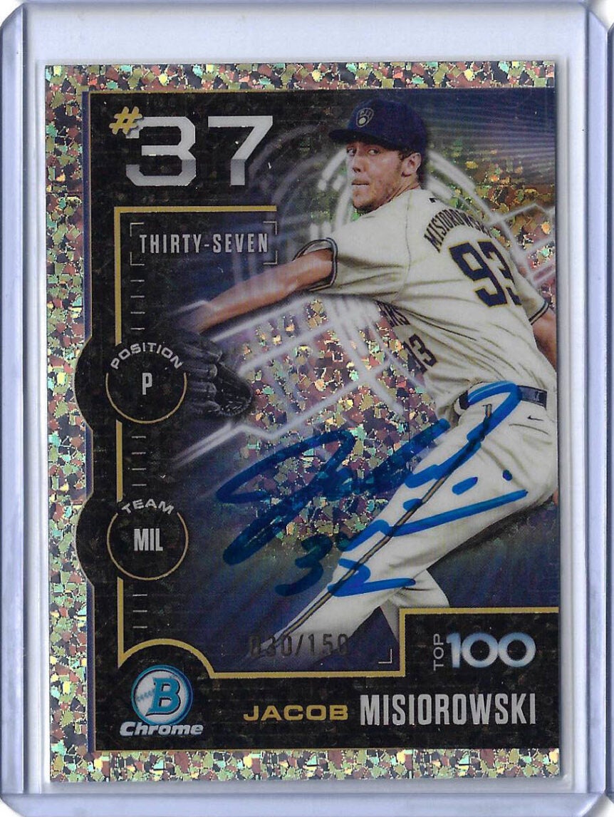 Jacob Misiorowski Autographed 2025 Bowman Top100 MINI DIAMOND REFRACTOR BTP-37 30 out of 150 Rookie Card RC