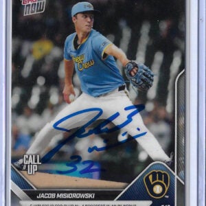 Jacob Misiorowski Autographed 2025 MLB Topps Now 291 Brewers Debut Call-Up Rookie Card RC