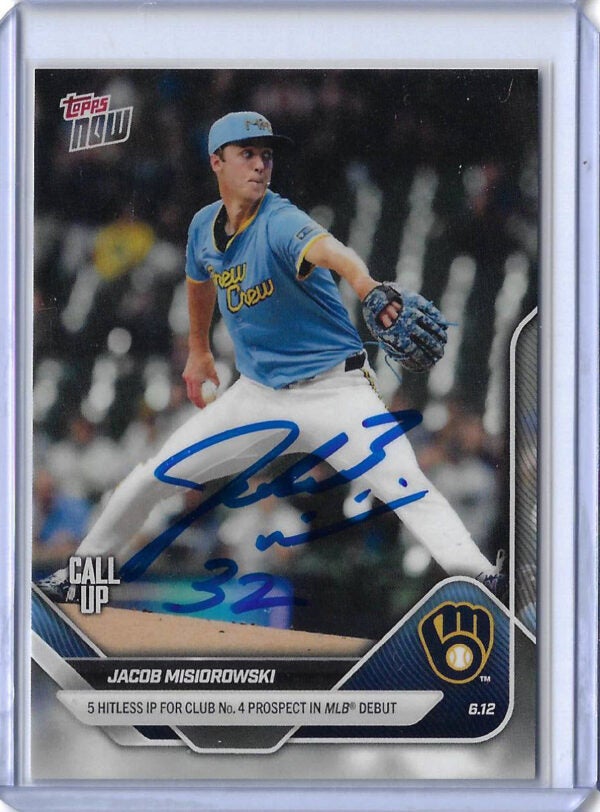 Jacob Misiorowski Autographed 2025 MLB Topps Now 291 Brewers Debut