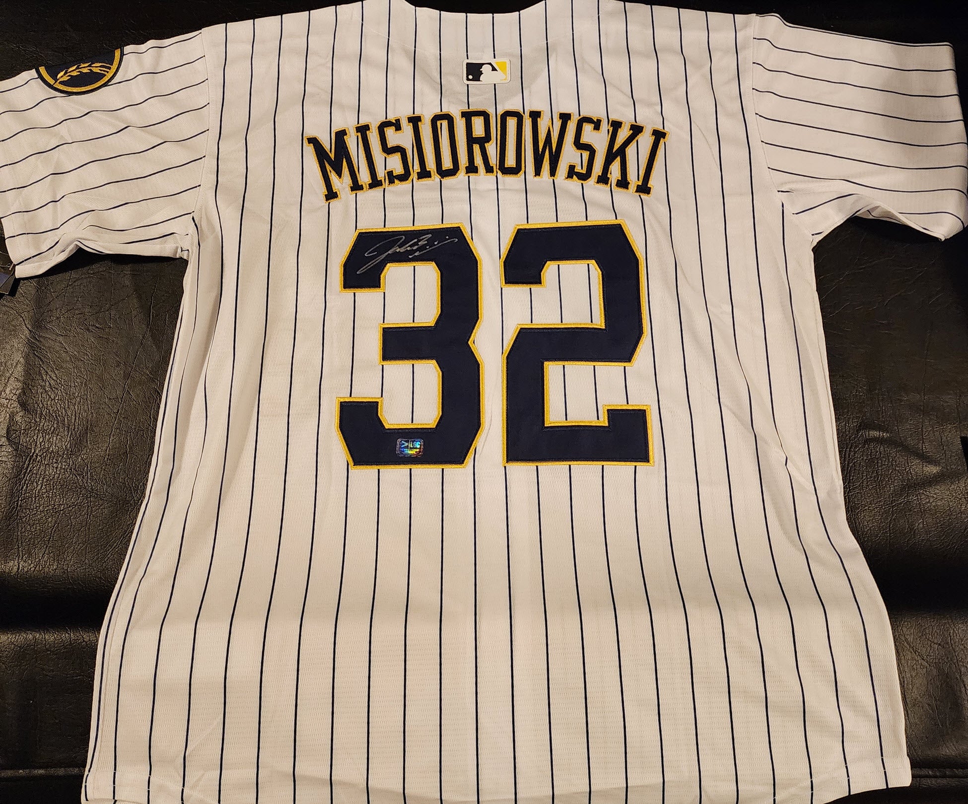 Jacob Misiorowski Autographed Milwaukee Pinstripe Replica Jersey v3
