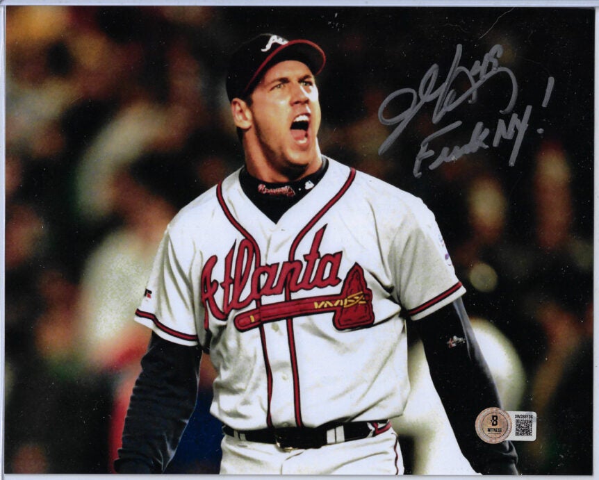 John Rocker Autographed 8x10 Photo Inscribed Fuck NY