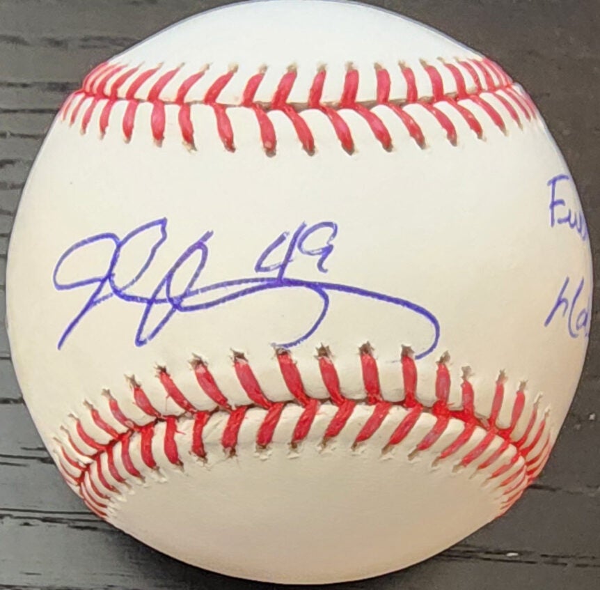 John Rocker Autographed OMLB Baseball Inscribed Fuck Mahomes v1