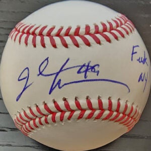 John Rocker Autographed OMLB Baseball Inscribed Fuck NY v1