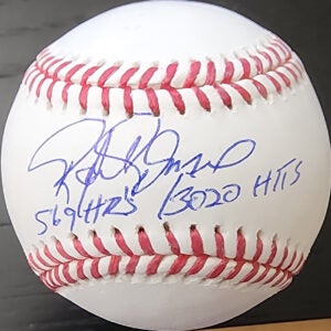 Rafael Palmeiro Autographed OMLB Baseball Inscribed 569 HRs 3020 Hits v1