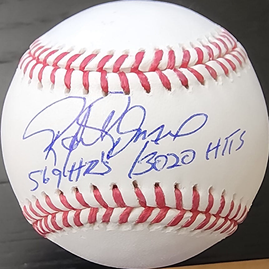 Rafael Palmeiro Autographed OMLB Baseball Inscribed 569 HRs 3020 Hits v1