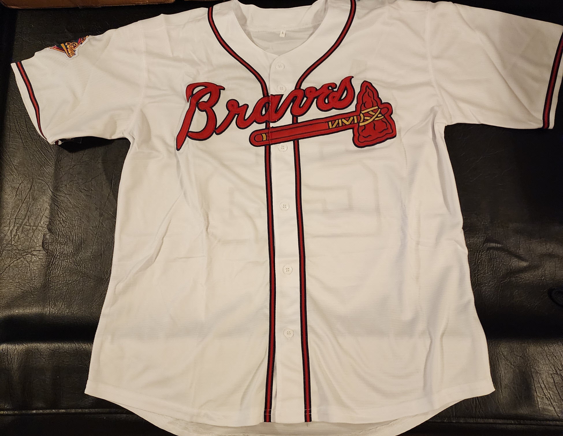 Andruw Jones Autographed Atlanta Braves Custom White 1996 World Series Stitched Baseball Jersey - Image 5
