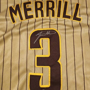Jackson Merrill Autographed Padres Tan Alternative Jersey Beckett COA v2