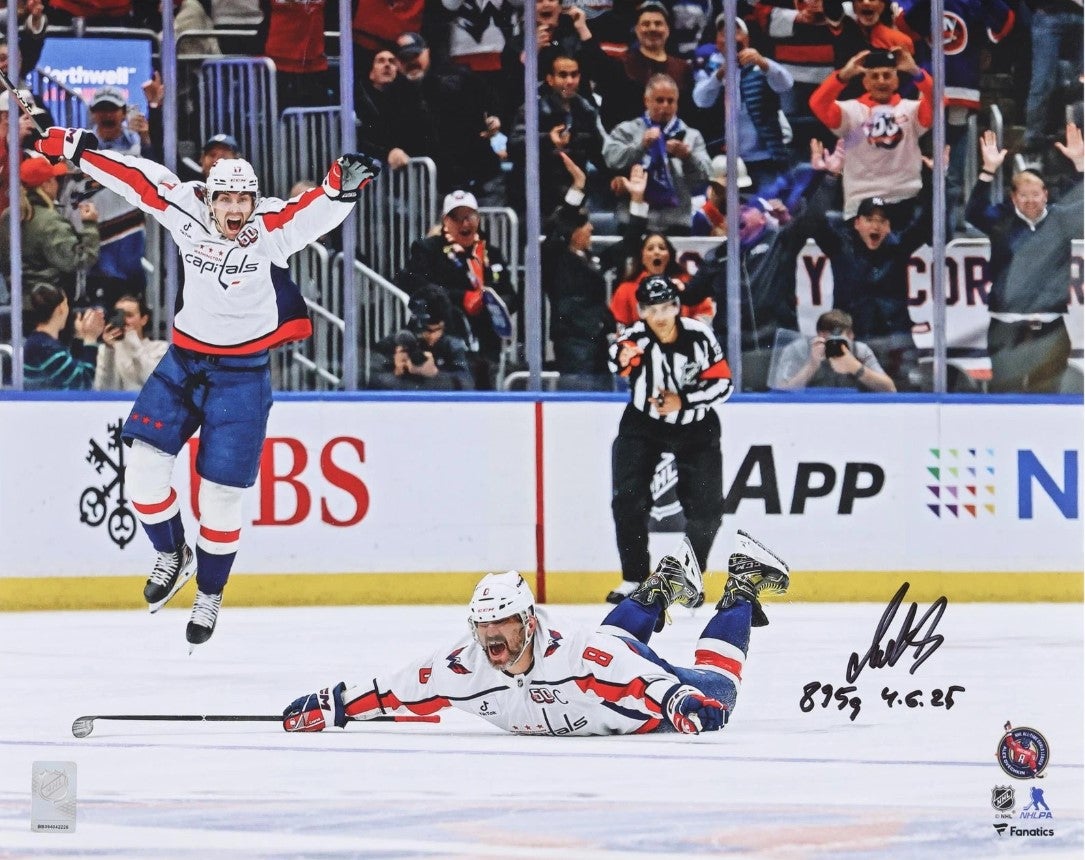 Alexander Ovechkin Washington Capitals Autographed Fanatics Authentic 16 x 20 Inscribed 895th Goals Celebration Photograph