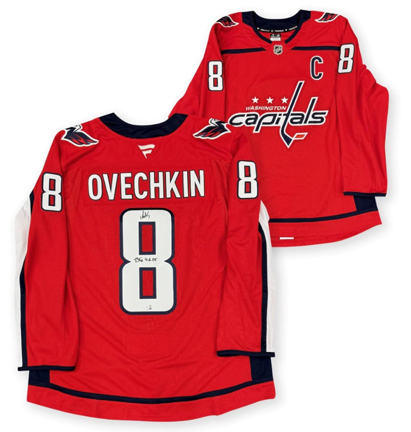 Alexander Ovechkin Washington Capitals Autographed Red Capitals Jersey Inscribed 895 Goal 4 6 25 v1
