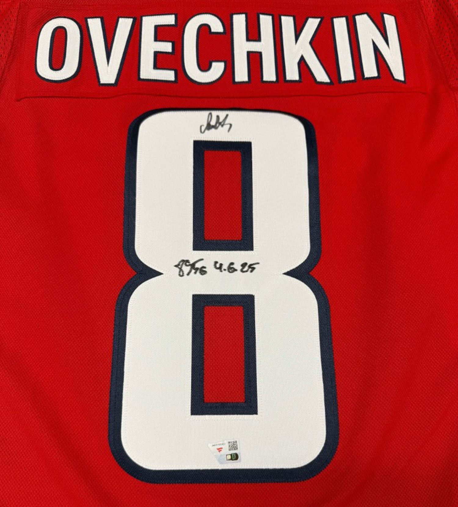 Alexander Ovechkin Washington Capitals Autographed Red Capitals Jersey Inscribed 895 Goal 4 6 25 v2