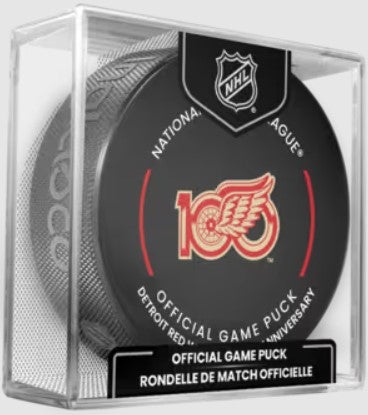 2025 26 Detroit Red Wings 100th Game Puck