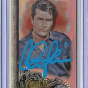 Charlie Sheen Autographed 2022 Topps Allen & Ginter Chrome Mini Refractor #216 Card