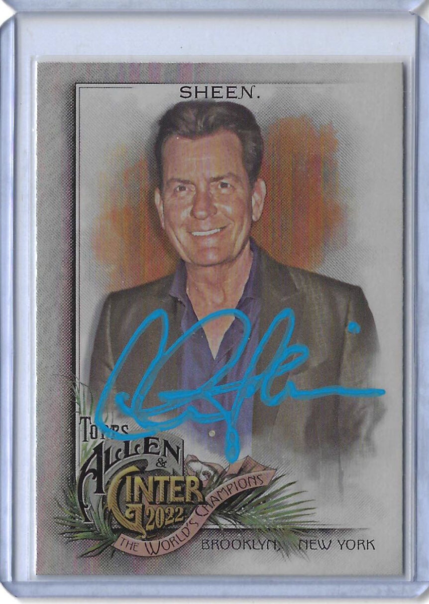 Charlie Sheen Autographed 2022 Topps Allen & Ginter Silver Portrait #292 Card