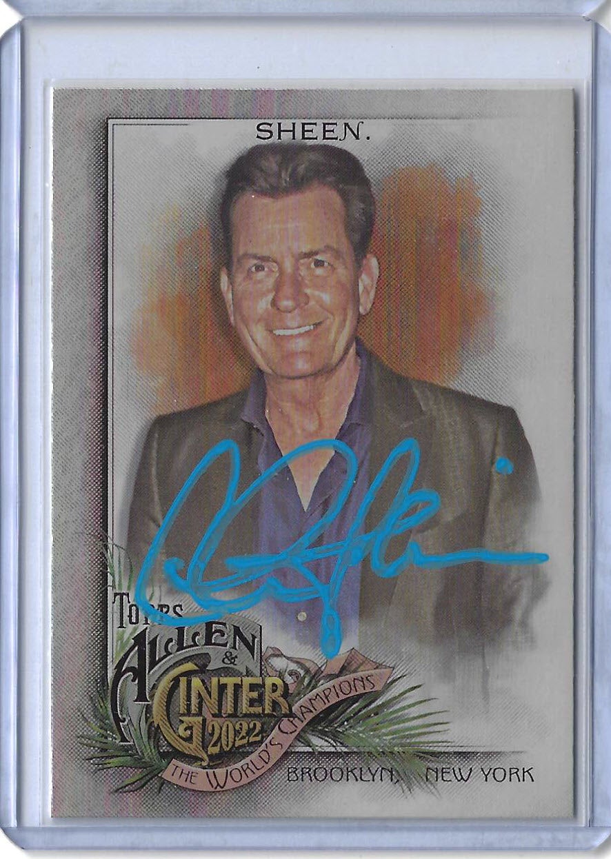 Charlie Sheen Autographed 2022 Topps Allen & Ginter Silver Portrait #292 Card