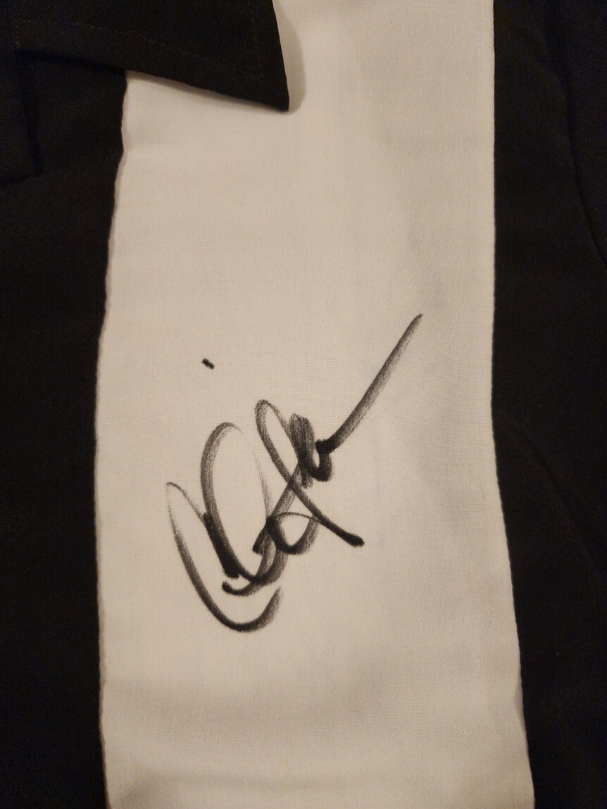 Charlie Sheen Autographed Signed Two and A Half Men Black White Bowling Shirt v1