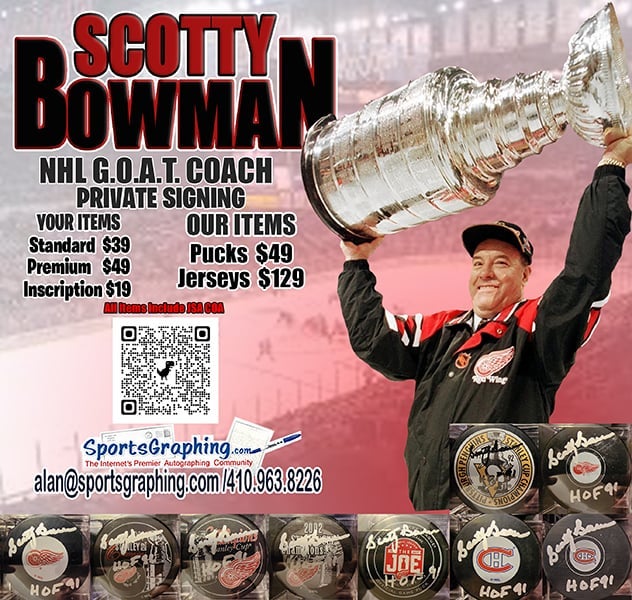 NHL HOFer Scotty Bowman Private Autograph Signing Pre Orders