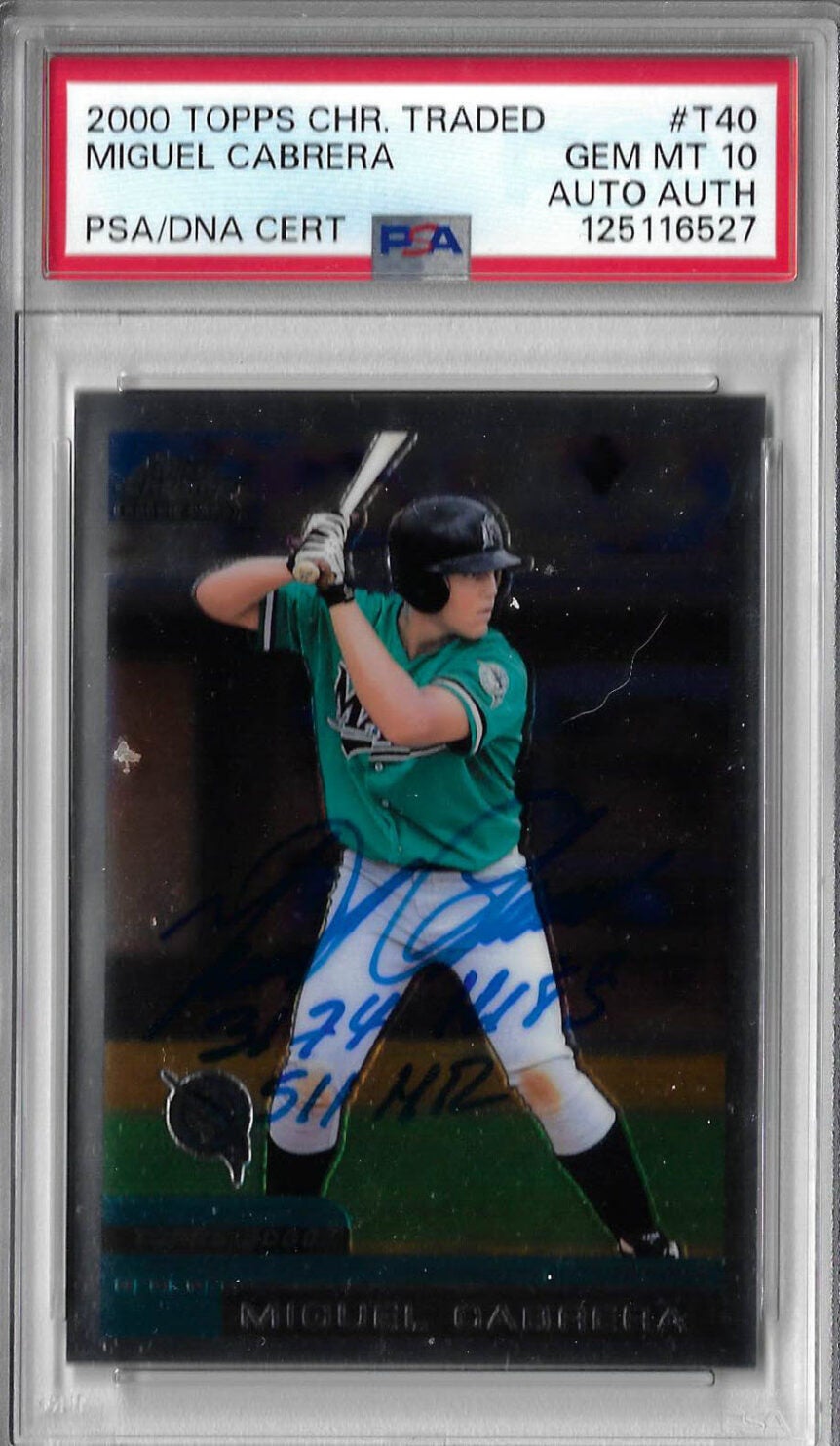 Miguel Cabrera Autographed 2000 Topps Chrome Traded T40 Rookie Card PSA 10