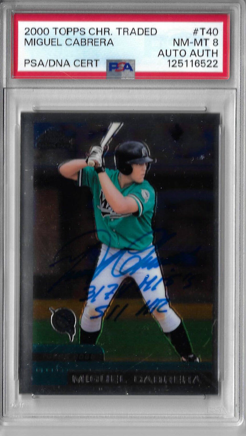 Miguel Cabrera Autographed 2000 Topps Chrome Traded T40 Rookie Card PSA 8 125116522