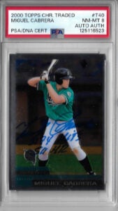 Miguel Cabrera Autographed 2000 Topps Chrome Traded T40 Rookie Card PSA 8 125116523