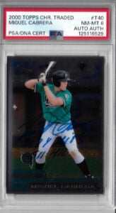 Miguel Cabrera Autographed 2000 Topps Chrome Traded T40 Rookie Card PSA 8 125116529