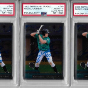 Miguel Cabrera Autographed 2000 Topps Chrome Traded T40 Rookie Card PSA 8