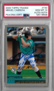 Miguel Cabrera Autographed 2000 Topps Traded T40 Rookie Card PSA 10 125116508