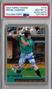 Miguel Cabrera Autographed 2000 Topps Traded T40 Rookie Card PSA 10 125116513