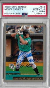 Miguel Cabrera Autographed 2000 Topps Traded T40 Rookie Card PSA 10 125116514