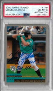 Miguel Cabrera Autographed 2000 Topps Traded T40 Rookie Card PSA 8 125116501