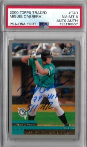 Miguel Cabrera Autographed 2000 Topps Traded T40 Rookie Card PSA 8 125116507