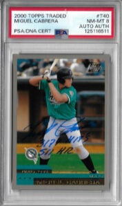Miguel Cabrera Autographed 2000 Topps Traded T40 Rookie Card PSA 8 125116511