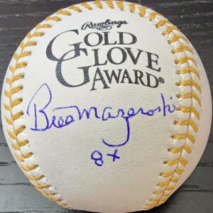 Bill Mazeroski Autographed Gold Glove Baseball with 8X Inscription v1