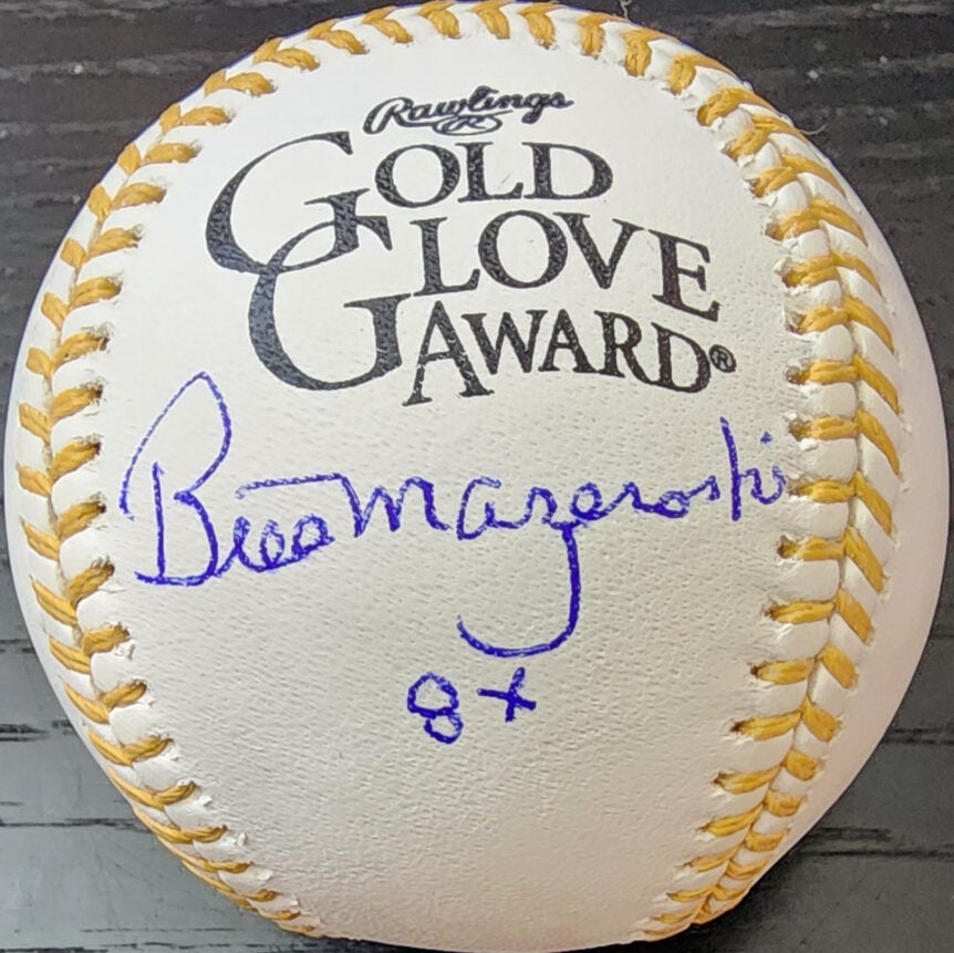 Bill Mazeroski Autographed Gold Glove Baseball with 8X Inscription v1