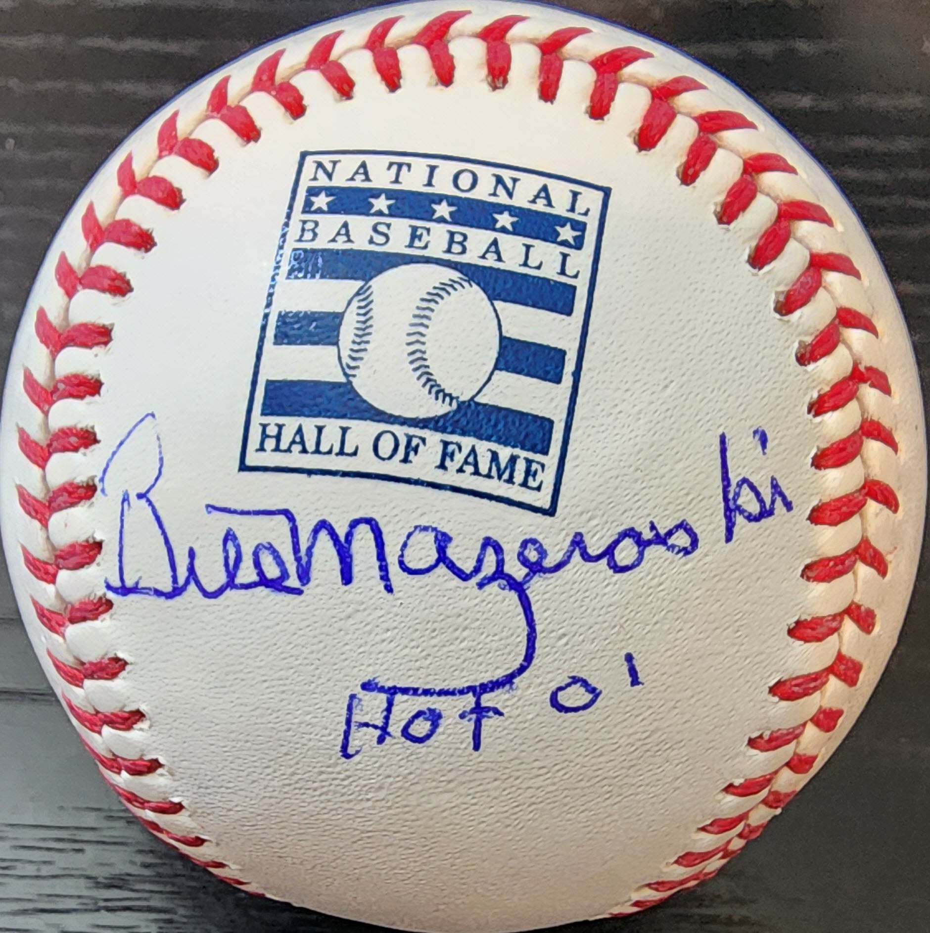 Bill Mazeroski Autographed HOF Baseball with HOF 01 Inscription v1