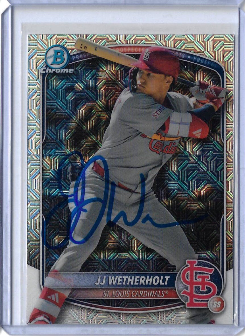 JJ Wetherholt Autographed 2025 Bowman Chrome Prospects MOJO BCP-241