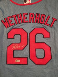 JJ Wetherholt Autographed Powder Blue St Louis Cardinals Jersey v2