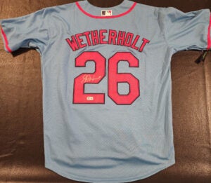 JJ Wetherholt Autographed Powder Blue St Louis Cardinals Jersey v3