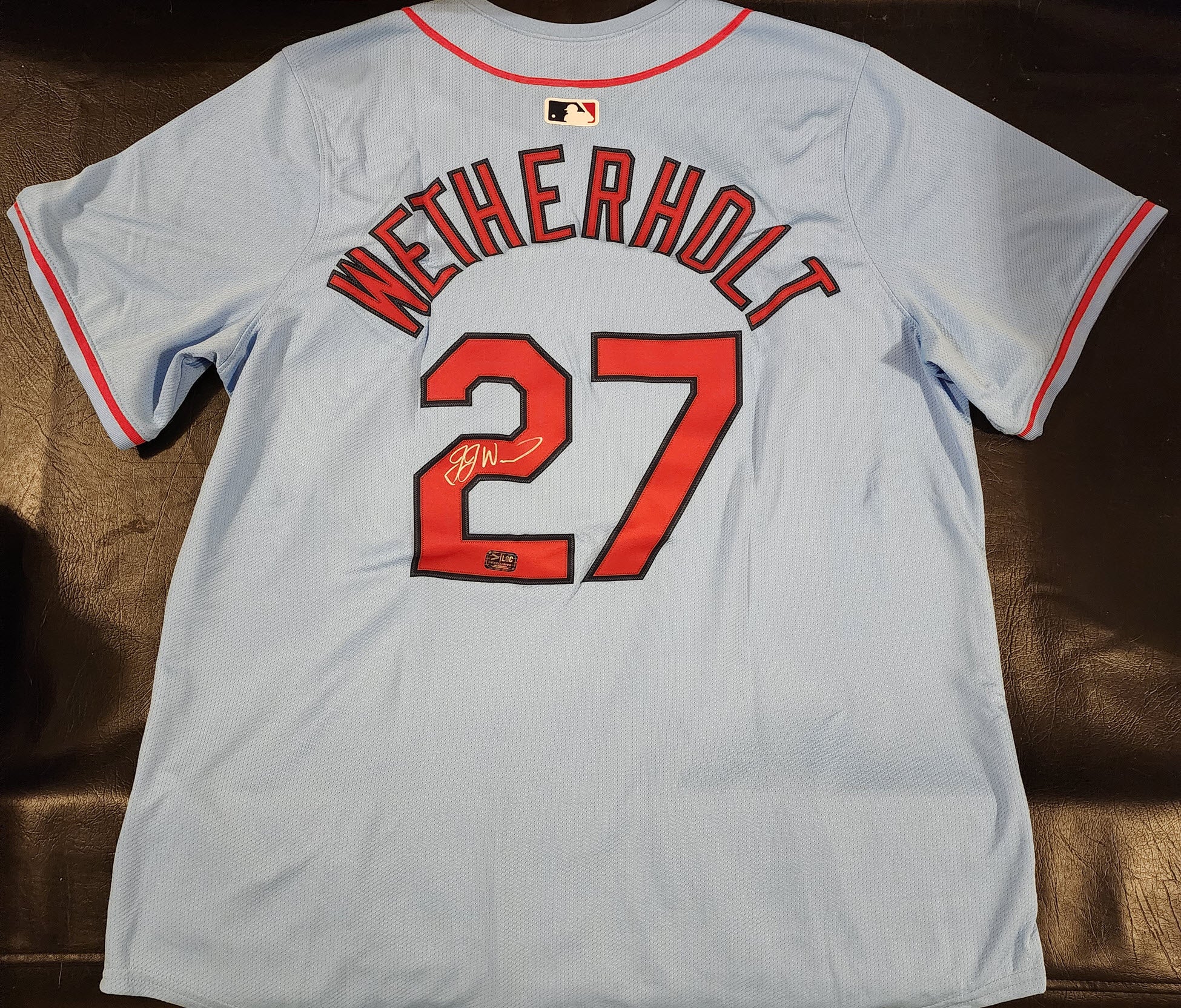 JJ Wetherholt Autographed Powder Blue St Louis Cardinals Jersey v3