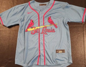 JJ Wetherholt Autographed Powder Blue St Louis Cardinals Jersey v4