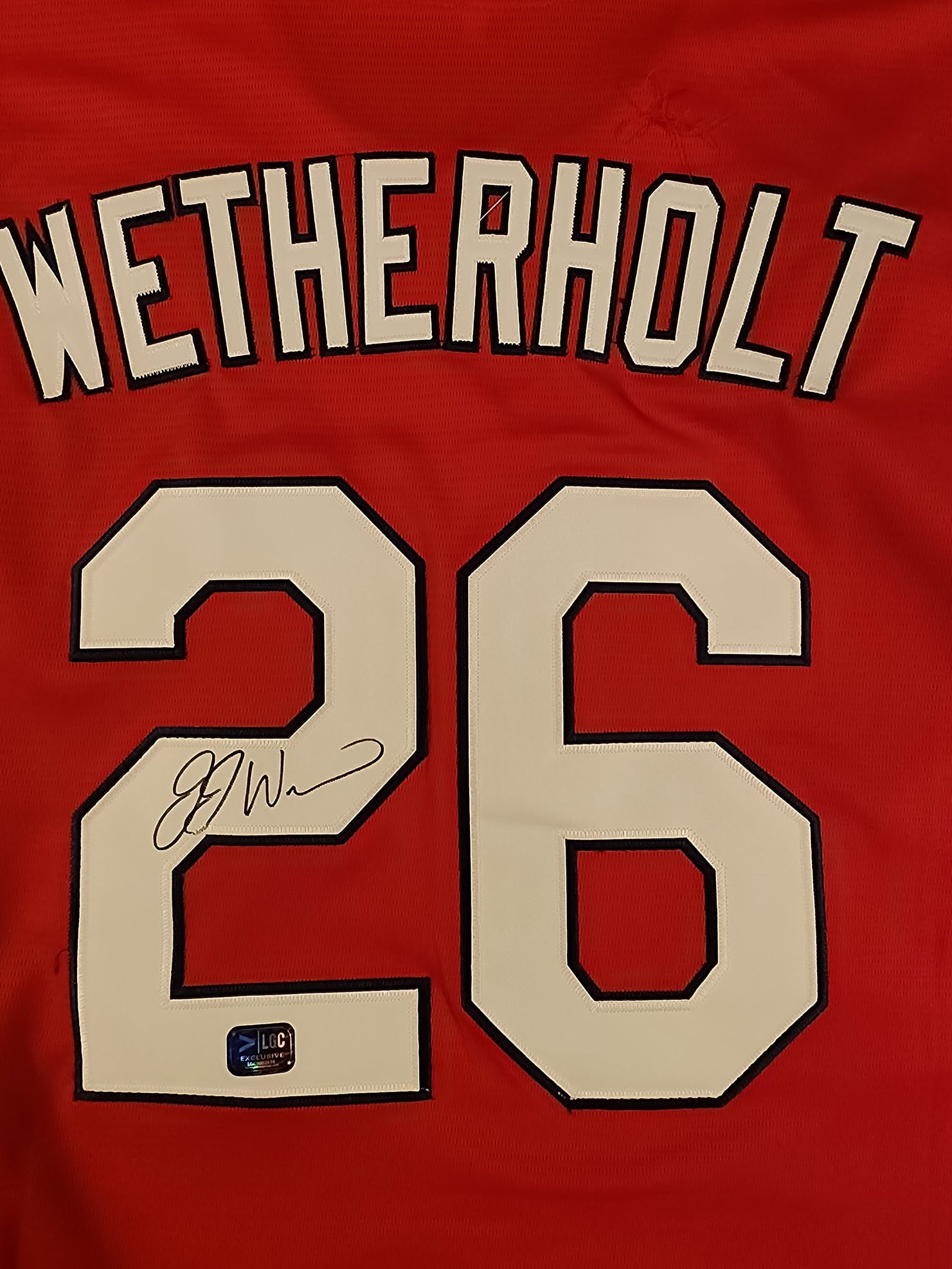 JJ Wetherholt Autographed Red St Louis Cardinals Jersey v2